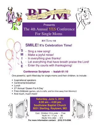 Presents The 4th Annual YES Conference For Single Moms