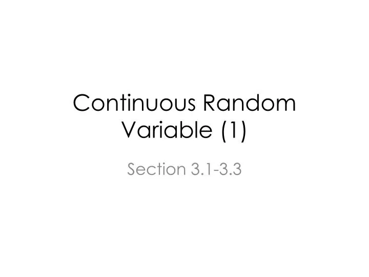 continuous random variable 1