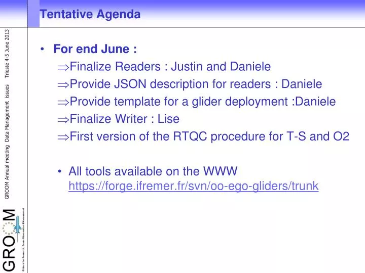 tentative agenda