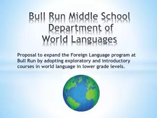 Bull Run Middle School Department of World Languages