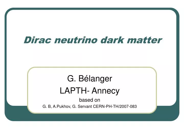 dirac neutrino dark matter