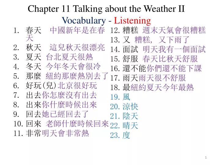 chapter 11 talking about the weather ii vocabulary listening