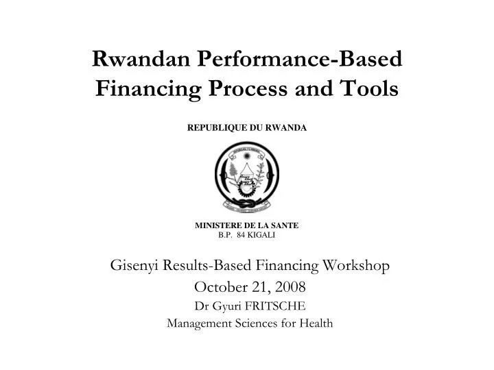 rwandan performance based financing process and tools
