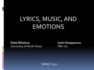 Lyrics, Music, and Emotions