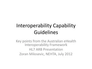 Interoperability Capability Guidelines