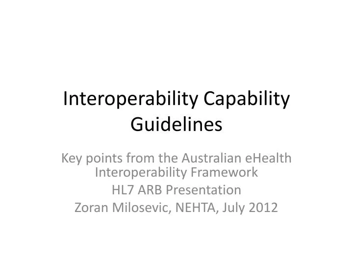 interoperability capability guidelines