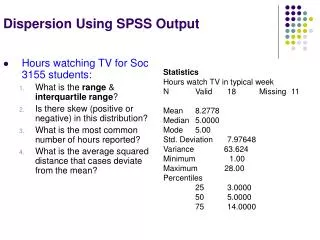 Dispersion Using SPSS Output