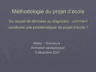 Atelier « Directeurs » Animation pédagogique 5 décembre 2007.