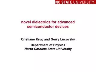 novel dielectrics for advanced semiconductor devices