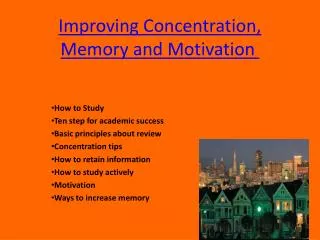 Improving Concentration, Memory and Motivation 