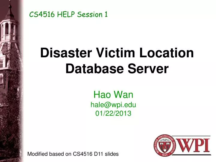 disaster victim location database server