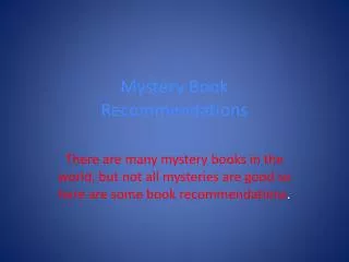 Mystery Book Recommendations