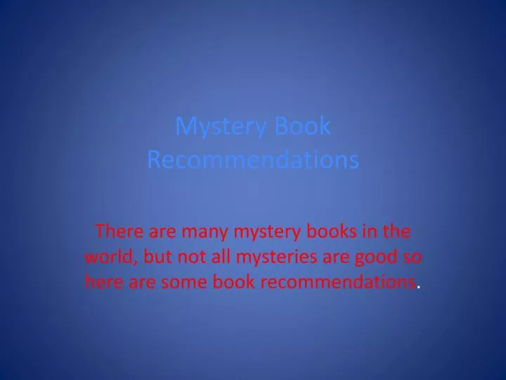 mystery book recommendations