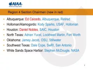 Region 4 Section Chairmen (new in red)
