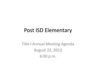 Post ISD Elementary