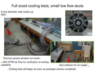 Full sized cooling tests, small low flow ducts