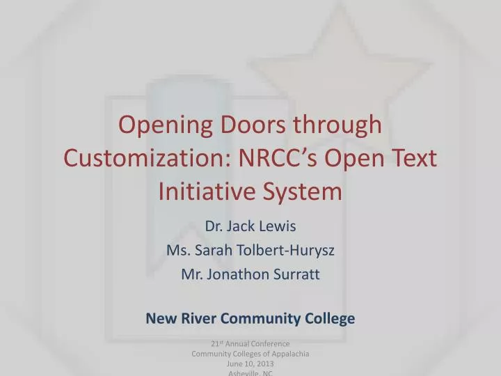 opening doors through customization nrcc s open text initiative system