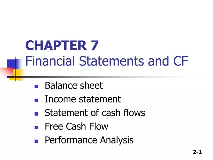 chapter 7 financial statements and cf