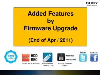 Added Features by Firmware Upgrade