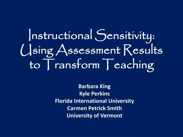 instructional sensitivity using assessment results to transform teaching