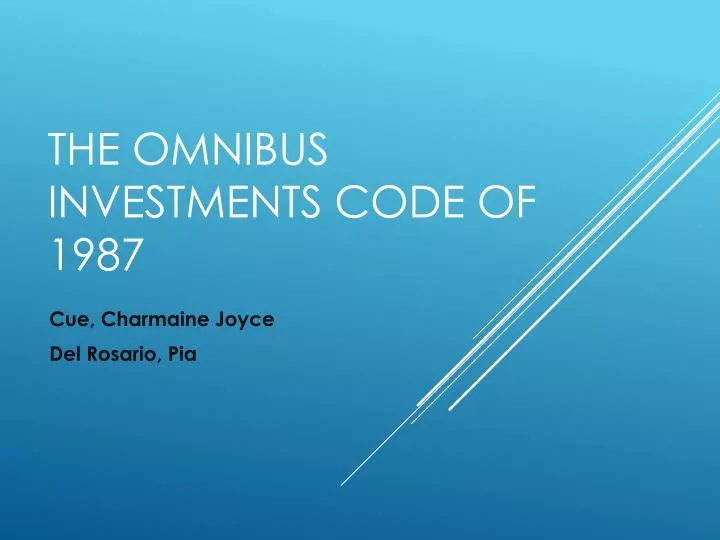 the omnibus investments code of 1987