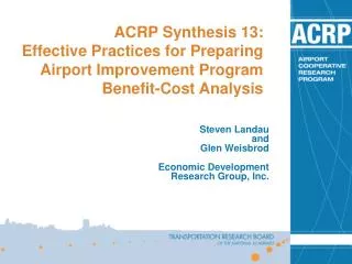 ACRP Synthesis 13: Effective Practices for Preparing Airport Improvement Program