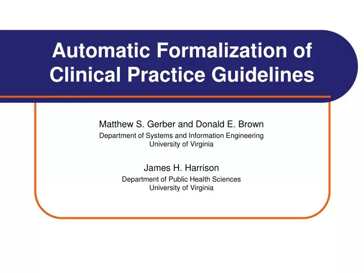 automatic formalization of clinical practice guidelines