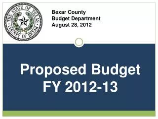 Bexar County Budget Department August 28, 2012
