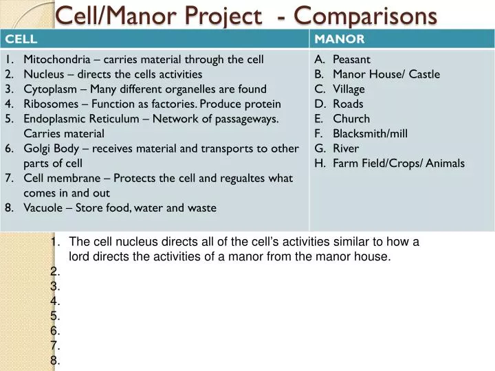 cell manor project comparisons