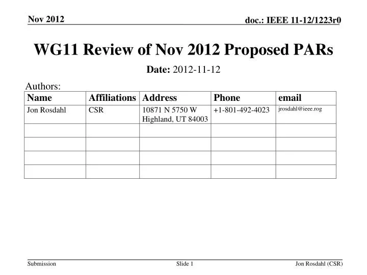 wg11 review of nov 2012 proposed pars
