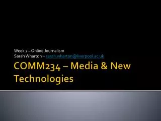 COMM234 – Media &amp; New Technologies