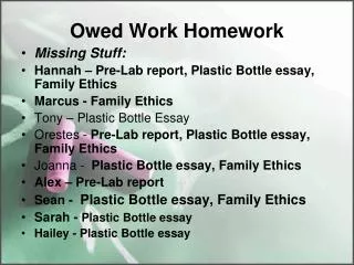 Owed Work Homework