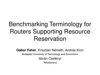 Benchmarking Terminology for Routers Supporting Resource Reservation