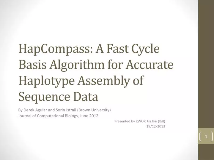 hapcompass a fast cycle basis algorithm for accurate haplotype assembly of sequence data