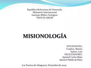República Bolivariana de Venezuela. Ministerio Internacional Instituto Bíblico Teológico.