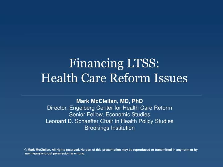 financing ltss health care reform issues