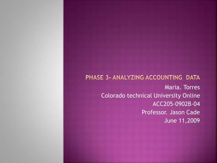 phase 3 analyzing accounting data