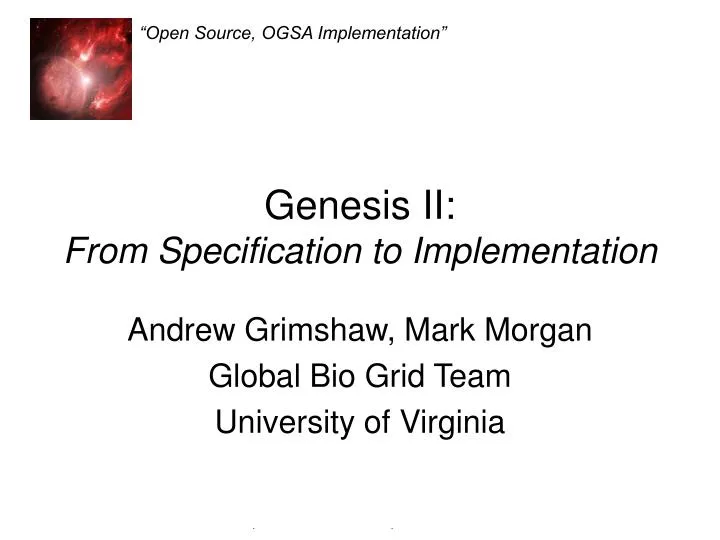 genesis ii from specification to implementation