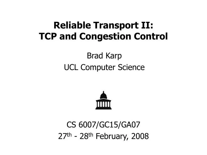 reliable transport ii tcp and congestion control