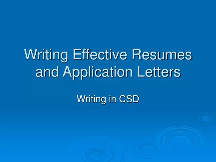 writing effective resumes and application letters