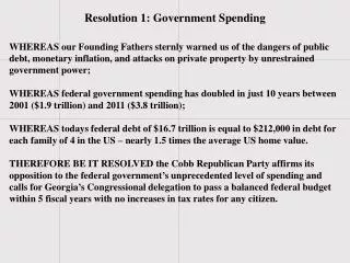 Resolution 1: Government Spending