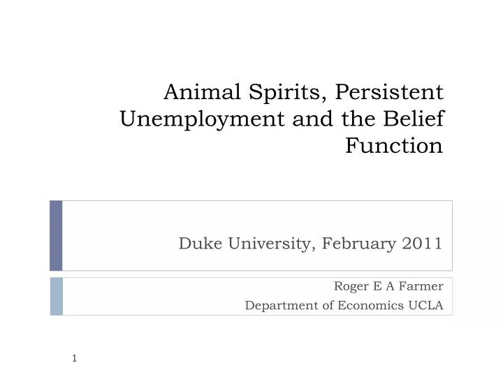 animal spirits persistent unemployment and the belief function