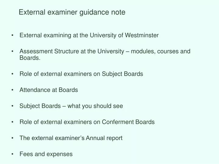 external examiner guidance note
