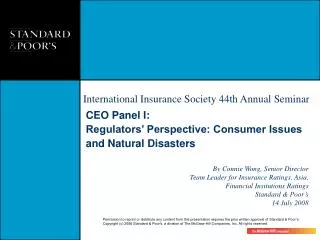 CEO Panel I: Regulators’ Perspective: Consumer Issues and Natural Disasters