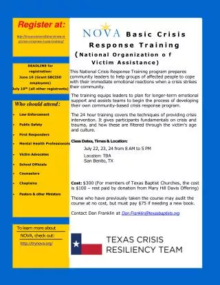 Register at: texascrisisresiliencyteam/crisis-response-team-training/