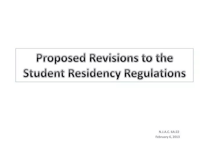 proposed revisions to the student residency regulations