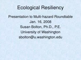 Ecological Resiliency