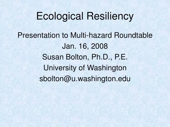 ecological resiliency