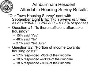 Ashburnham Resident Affordable Housing Survey Results