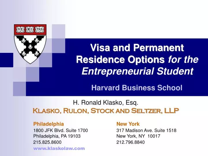 visa and permanent residence options for the entrepreneurial student harvard business school